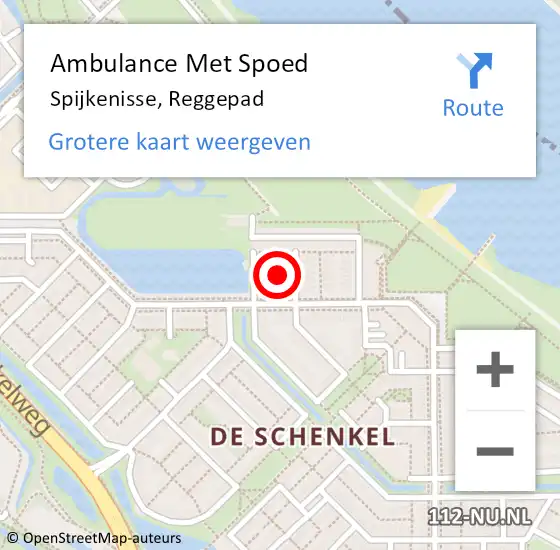 Locatie op kaart van de 112 melding: Ambulance Met Spoed Naar Spijkenisse, Reggepad op 18 maart 2022 21:46