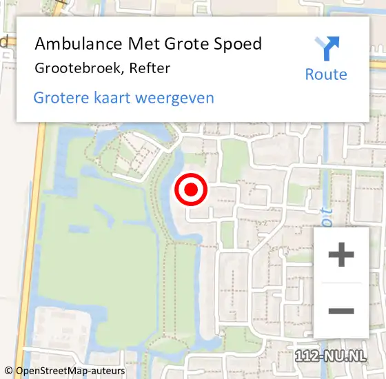 Locatie op kaart van de 112 melding: Ambulance Met Grote Spoed Naar Grootebroek, Refter op 18 maart 2022 21:48