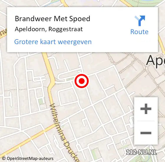 Locatie op kaart van de 112 melding: Brandweer Met Spoed Naar Apeldoorn, Roggestraat op 18 maart 2022 21:49