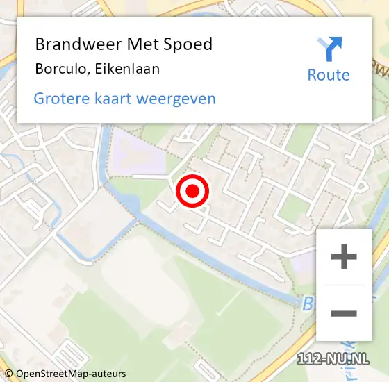 Locatie op kaart van de 112 melding: Brandweer Met Spoed Naar Borculo, Eikenlaan op 11 juli 2014 13:46