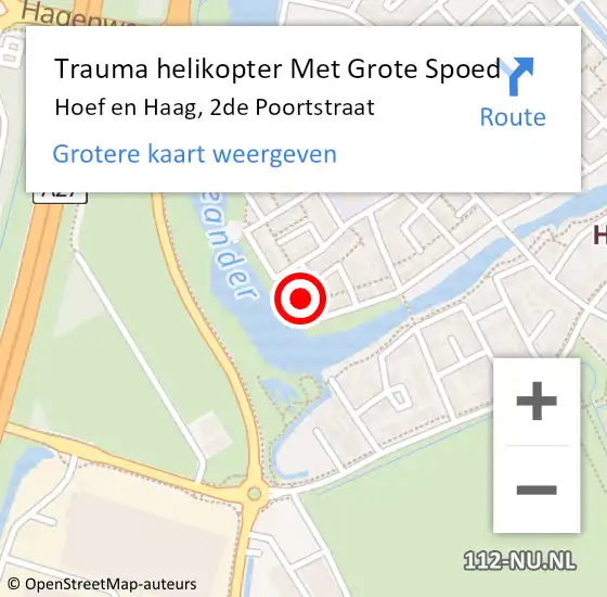 Locatie op kaart van de 112 melding: Trauma helikopter Met Grote Spoed Naar Hoef en Haag, 2de Poortstraat op 18 maart 2022 22:29