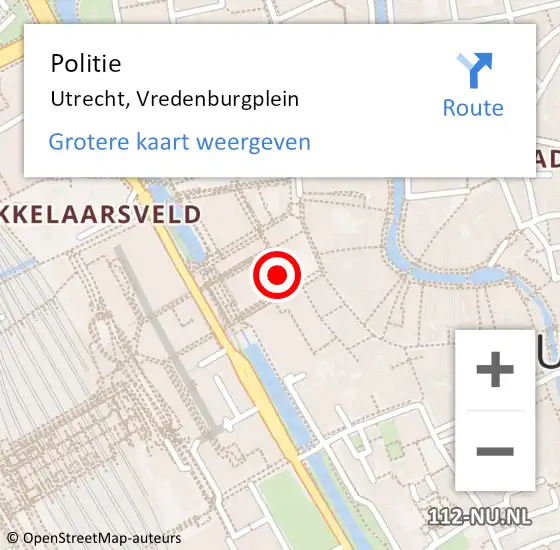 Locatie op kaart van de 112 melding: Politie Utrecht, Vredenburgplein op 18 maart 2022 22:35