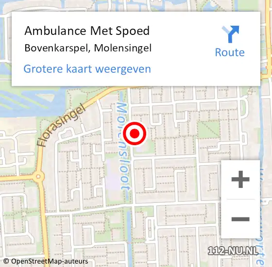 Locatie op kaart van de 112 melding: Ambulance Met Spoed Naar Bovenkarspel, Molensingel op 18 maart 2022 23:43