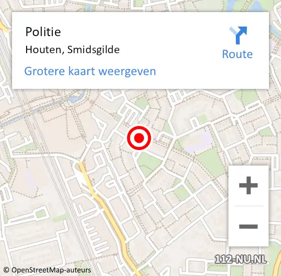 Locatie op kaart van de 112 melding: Politie Houten, Smidsgilde op 19 maart 2022 00:22