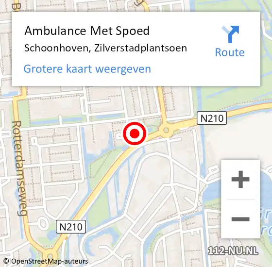 Locatie op kaart van de 112 melding: Ambulance Met Spoed Naar Schoonhoven, Zilverstadplantsoen op 19 maart 2022 00:22