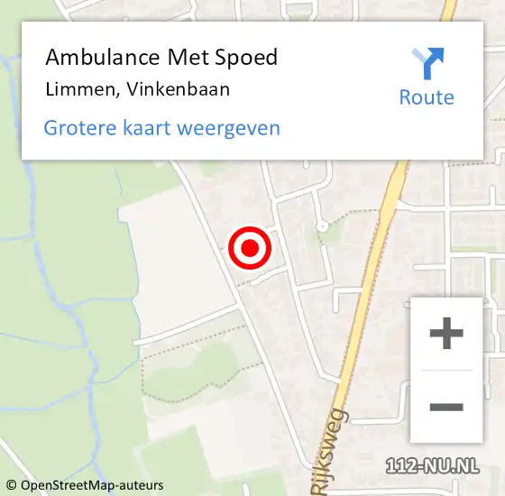 Locatie op kaart van de 112 melding: Ambulance Met Spoed Naar Limmen, Vinkenbaan op 19 maart 2022 00:27
