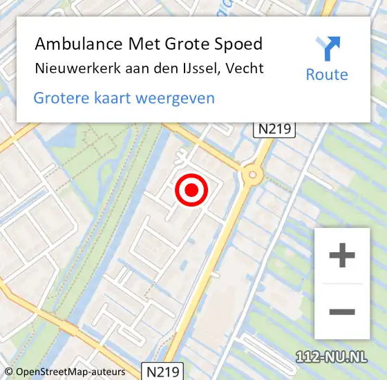 Locatie op kaart van de 112 melding: Ambulance Met Grote Spoed Naar Nieuwerkerk aan den IJssel, Vecht op 19 maart 2022 00:28