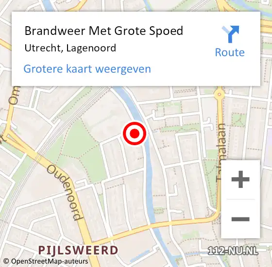 Locatie op kaart van de 112 melding: Brandweer Met Grote Spoed Naar Utrecht, Lagenoord op 19 maart 2022 00:47