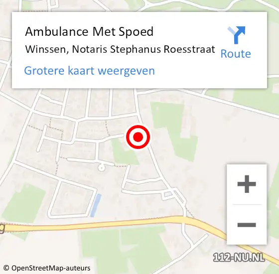Locatie op kaart van de 112 melding: Ambulance Met Spoed Naar Winssen, Notaris Stephanus Roesstraat op 19 maart 2022 00:49