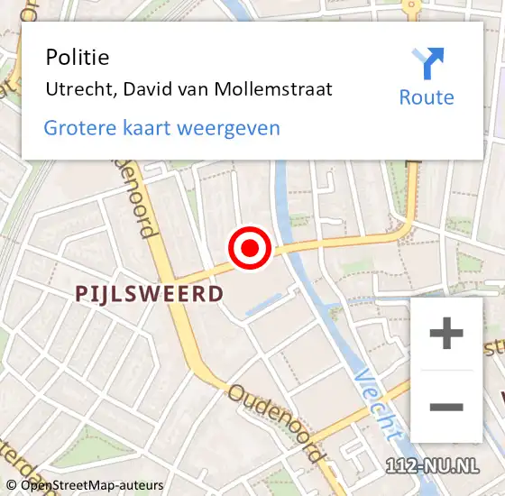 Locatie op kaart van de 112 melding: Politie Utrecht, David van Mollemstraat op 19 maart 2022 00:52