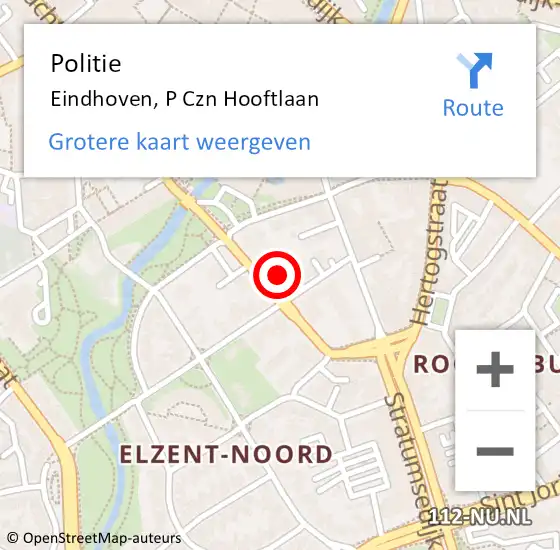 Locatie op kaart van de 112 melding: Politie Eindhoven, P Czn Hooftlaan op 19 maart 2022 01:34