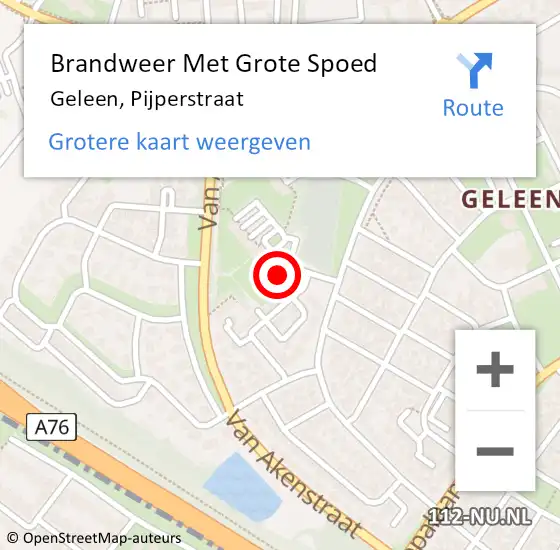 Locatie op kaart van de 112 melding: Brandweer Met Grote Spoed Naar Geleen, Pijperstraat op 19 maart 2022 01:52