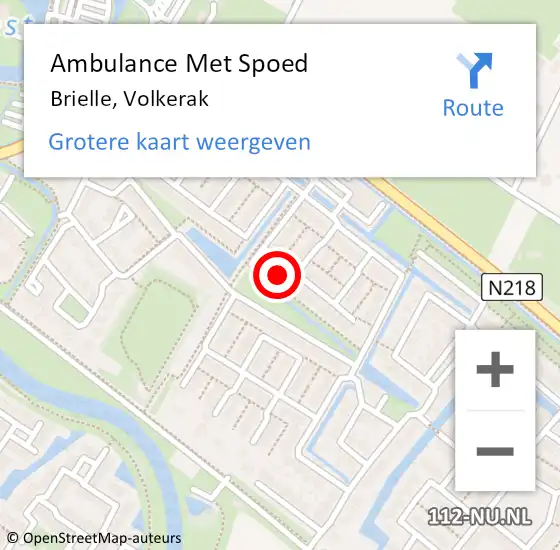 Locatie op kaart van de 112 melding: Ambulance Met Spoed Naar Brielle, Volkerak op 19 maart 2022 02:01