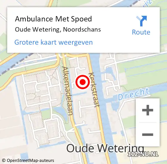 Locatie op kaart van de 112 melding: Ambulance Met Spoed Naar Oude Wetering, Noordschans op 19 maart 2022 02:34