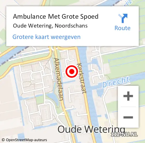 Locatie op kaart van de 112 melding: Ambulance Met Grote Spoed Naar Oude Wetering, Noordschans op 19 maart 2022 02:36