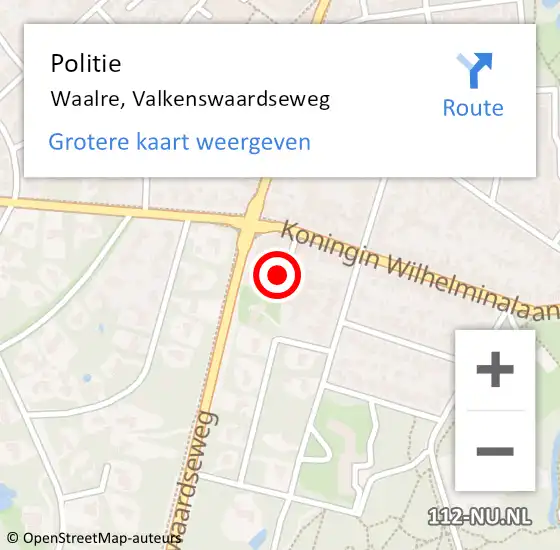 Locatie op kaart van de 112 melding: Politie Waalre, Valkenswaardseweg op 19 maart 2022 03:04