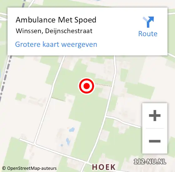 Locatie op kaart van de 112 melding: Ambulance Met Spoed Naar Winssen, Deijnschestraat op 19 maart 2022 03:44