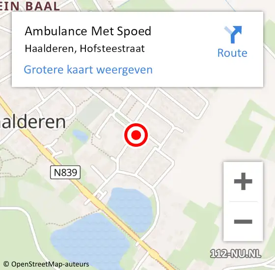Locatie op kaart van de 112 melding: Ambulance Met Spoed Naar Haalderen, Hofsteestraat op 19 maart 2022 04:57