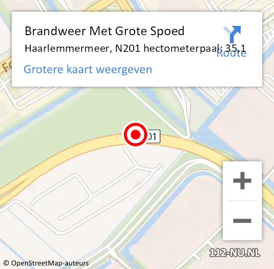 Locatie op kaart van de 112 melding: Brandweer Met Grote Spoed Naar Haarlemmermeer, N201 hectometerpaal: 35,1 op 19 maart 2022 05:44