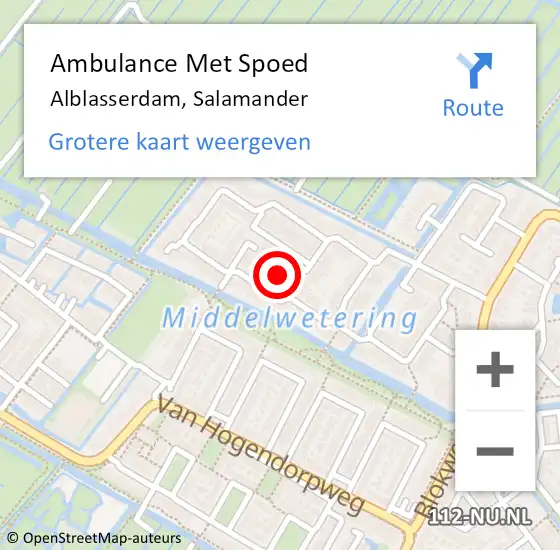 Locatie op kaart van de 112 melding: Ambulance Met Spoed Naar Alblasserdam, Salamander op 19 maart 2022 05:58