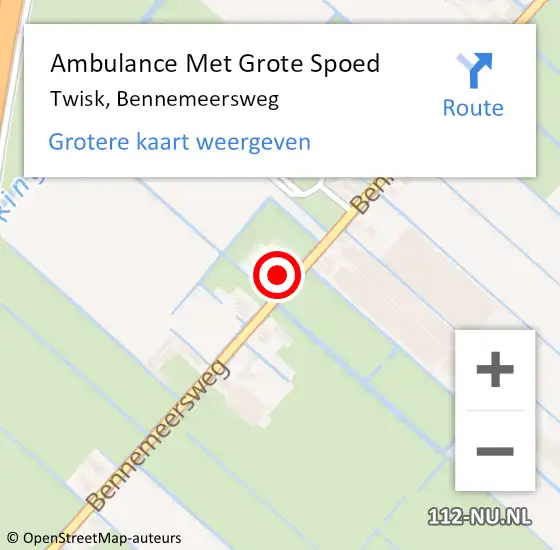 Locatie op kaart van de 112 melding: Ambulance Met Grote Spoed Naar Twisk, Bennemeersweg op 19 maart 2022 06:33
