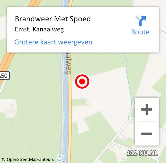 Locatie op kaart van de 112 melding: Brandweer Met Spoed Naar Emst, Kanaalweg op 19 maart 2022 06:47