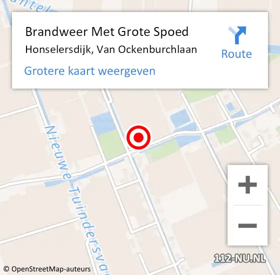 Locatie op kaart van de 112 melding: Brandweer Met Grote Spoed Naar Honselersdijk, Van Ockenburchlaan op 19 maart 2022 06:48