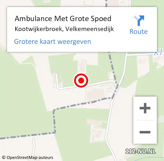 Locatie op kaart van de 112 melding: Ambulance Met Grote Spoed Naar Kootwijkerbroek, Velkemeensedijk op 19 maart 2022 07:05