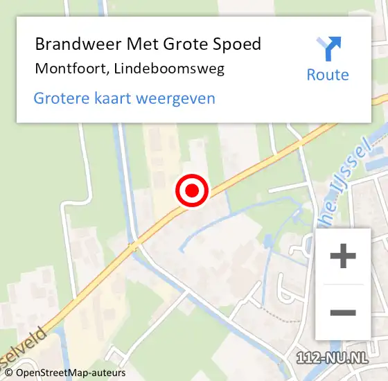 Locatie op kaart van de 112 melding: Brandweer Met Grote Spoed Naar Montfoort, Lindeboomsweg op 19 maart 2022 07:17