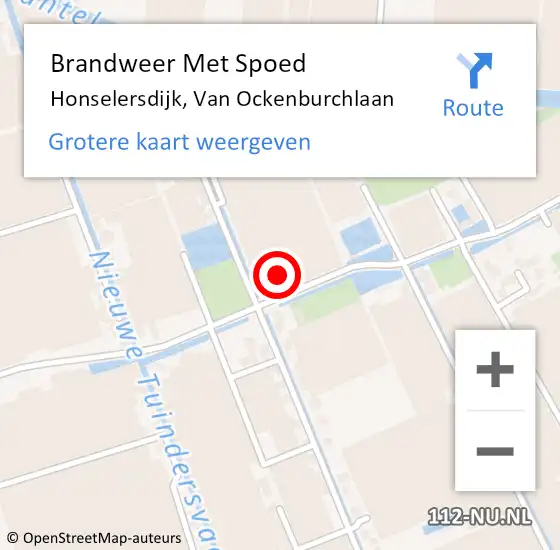 Locatie op kaart van de 112 melding: Brandweer Met Spoed Naar Honselersdijk, Van Ockenburchlaan op 19 maart 2022 07:32