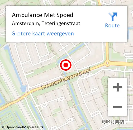 Locatie op kaart van de 112 melding: Ambulance Met Spoed Naar Amsterdam-Zuidoost, Teteringenstraat op 19 maart 2022 07:47