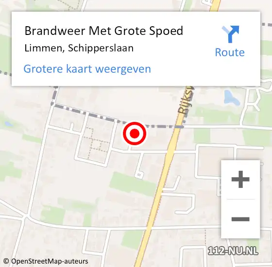 Locatie op kaart van de 112 melding: Brandweer Met Grote Spoed Naar Limmen, Schipperslaan op 19 maart 2022 08:01