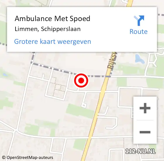 Locatie op kaart van de 112 melding: Ambulance Met Spoed Naar Limmen, Schipperslaan op 19 maart 2022 08:02