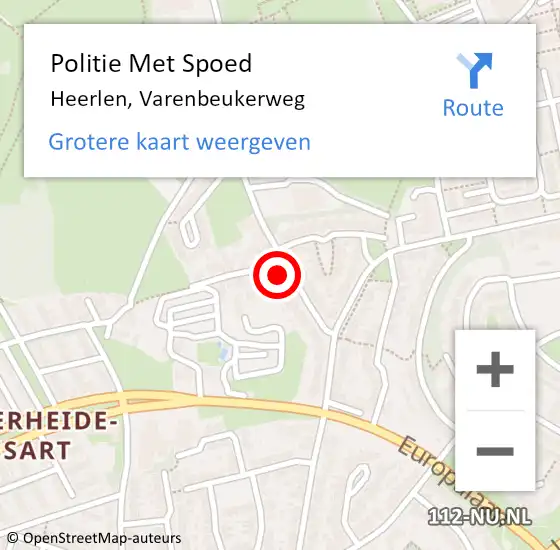 Locatie op kaart van de 112 melding: Politie Met Spoed Naar Heerlen, Varenbeukerweg op 19 maart 2022 08:13