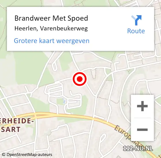 Locatie op kaart van de 112 melding: Brandweer Met Spoed Naar Heerlen, Varenbeukerweg op 19 maart 2022 08:13