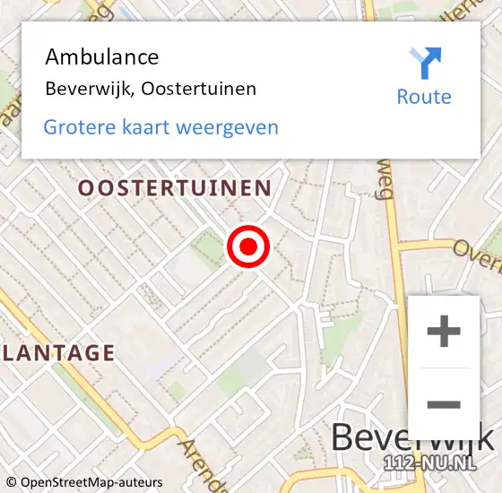 Locatie op kaart van de 112 melding: Ambulance Beverwijk, Oostertuinen op 19 maart 2022 08:26