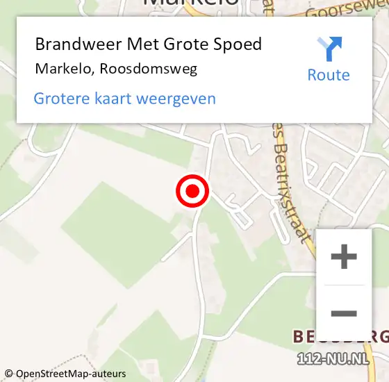 Locatie op kaart van de 112 melding: Brandweer Met Grote Spoed Naar Markelo, Roosdomsweg op 19 maart 2022 08:41