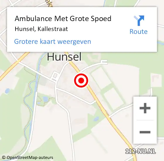 Locatie op kaart van de 112 melding: Ambulance Met Grote Spoed Naar Hunsel, Kallestraat op 19 maart 2022 08:48
