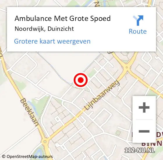 Locatie op kaart van de 112 melding: Ambulance Met Grote Spoed Naar Noordwijk, Duinzicht op 19 maart 2022 08:57