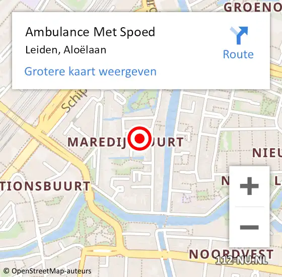 Locatie op kaart van de 112 melding: Ambulance Met Spoed Naar Leiden, Aloëlaan op 19 maart 2022 09:00