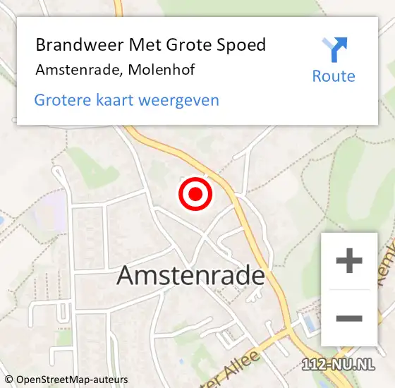 Locatie op kaart van de 112 melding: Brandweer Met Grote Spoed Naar Amstenrade, Molenhof op 19 maart 2022 09:10