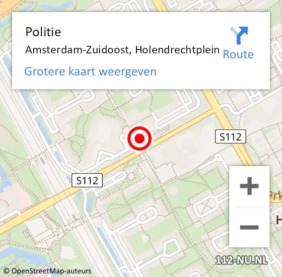 Locatie op kaart van de 112 melding: Politie Amsterdam-Zuidoost, Holendrechtplein op 19 maart 2022 09:28