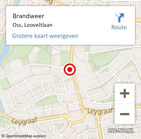 Locatie op kaart van de 112 melding: Brandweer Oss, Looveltlaan op 19 maart 2022 09:41