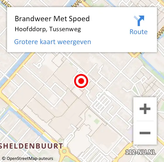 Locatie op kaart van de 112 melding: Brandweer Met Spoed Naar Hoofddorp, Tussenweg op 19 maart 2022 09:42