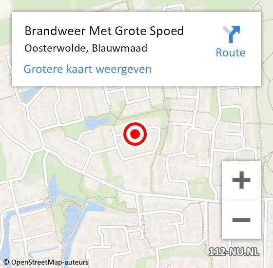 Locatie op kaart van de 112 melding: Brandweer Met Grote Spoed Naar Oosterwolde, Blauwmaad op 19 maart 2022 09:55