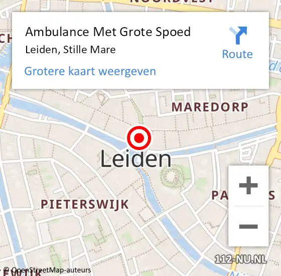 Locatie op kaart van de 112 melding: Ambulance Met Grote Spoed Naar Leiden, Stille Mare op 19 maart 2022 10:19