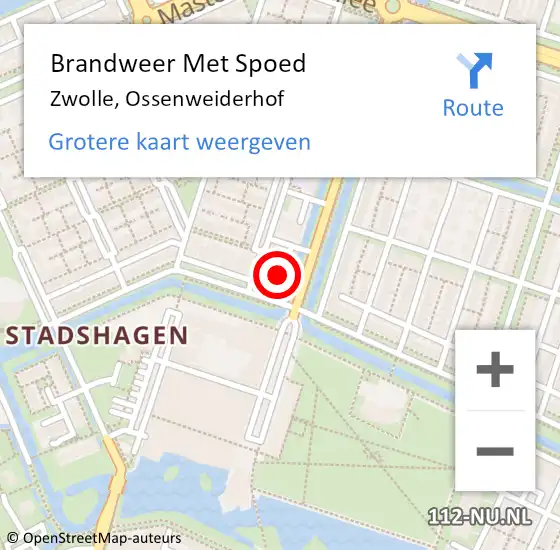 Locatie op kaart van de 112 melding: Brandweer Met Spoed Naar Zwolle, Ossenweiderhof op 19 maart 2022 10:20