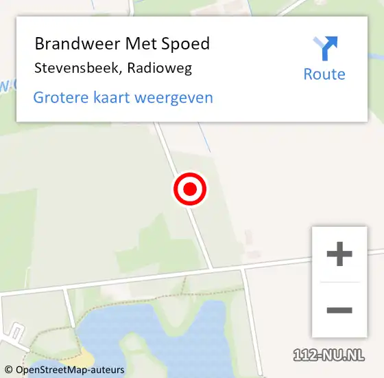 Locatie op kaart van de 112 melding: Brandweer Met Spoed Naar Stevensbeek, Radioweg op 19 maart 2022 10:41