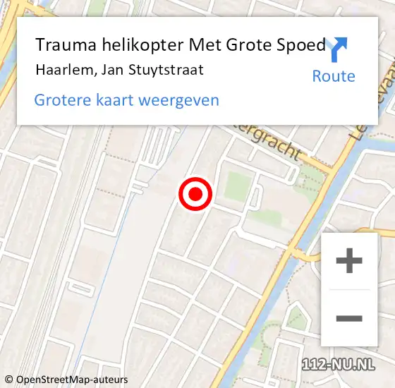 Locatie op kaart van de 112 melding: Trauma helikopter Met Grote Spoed Naar Haarlem, Jan Stuytstraat op 19 maart 2022 10:44