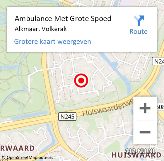 Locatie op kaart van de 112 melding: Ambulance Met Grote Spoed Naar Alkmaar, Volkerak op 19 maart 2022 10:59